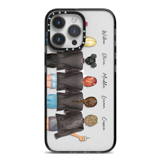 5 Best Friends with Names iPhone 14 Pro Max Black Impact Case on Silver phone