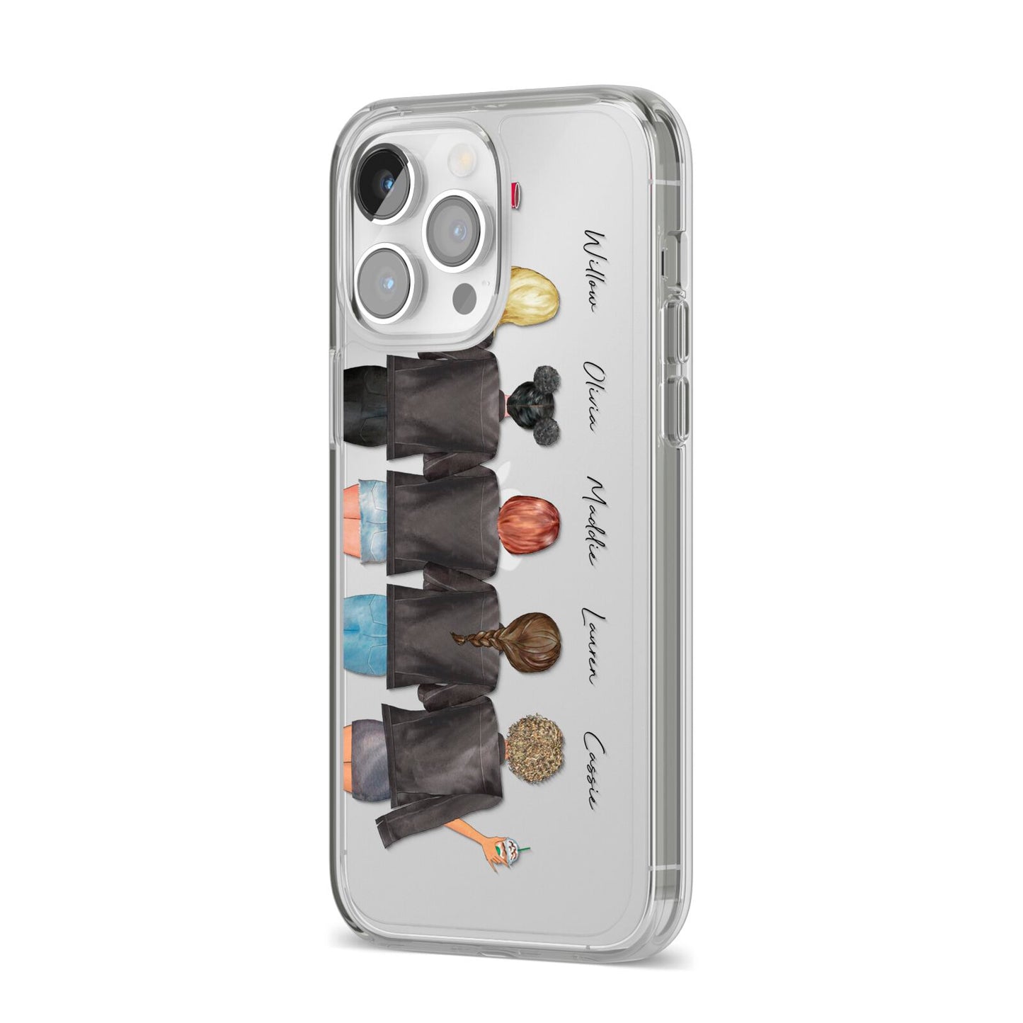 5 Best Friends with Names iPhone 14 Pro Max Clear Tough Case Silver Angled Image
