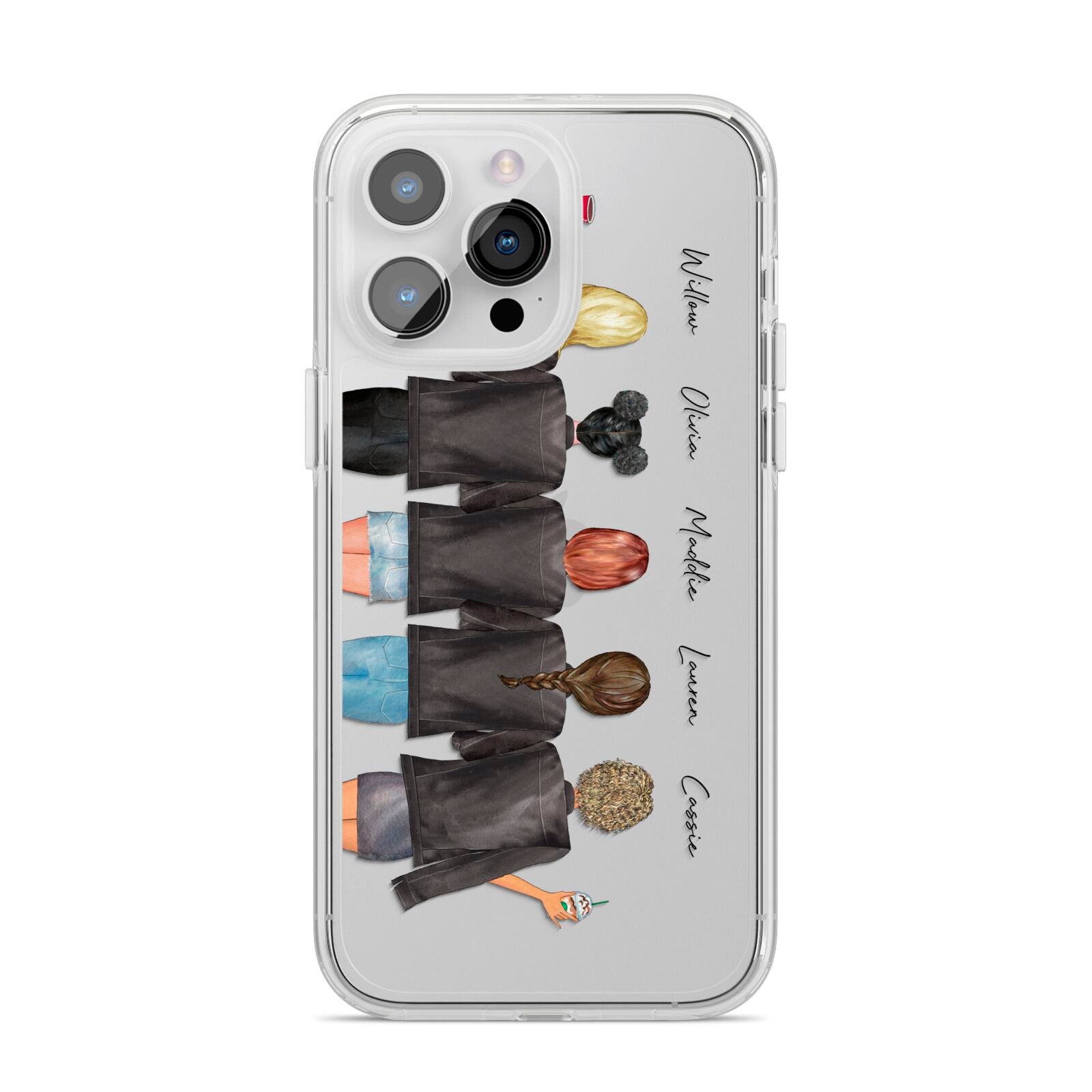 5 Best Friends with Names iPhone 14 Pro Max Clear Tough Case Silver