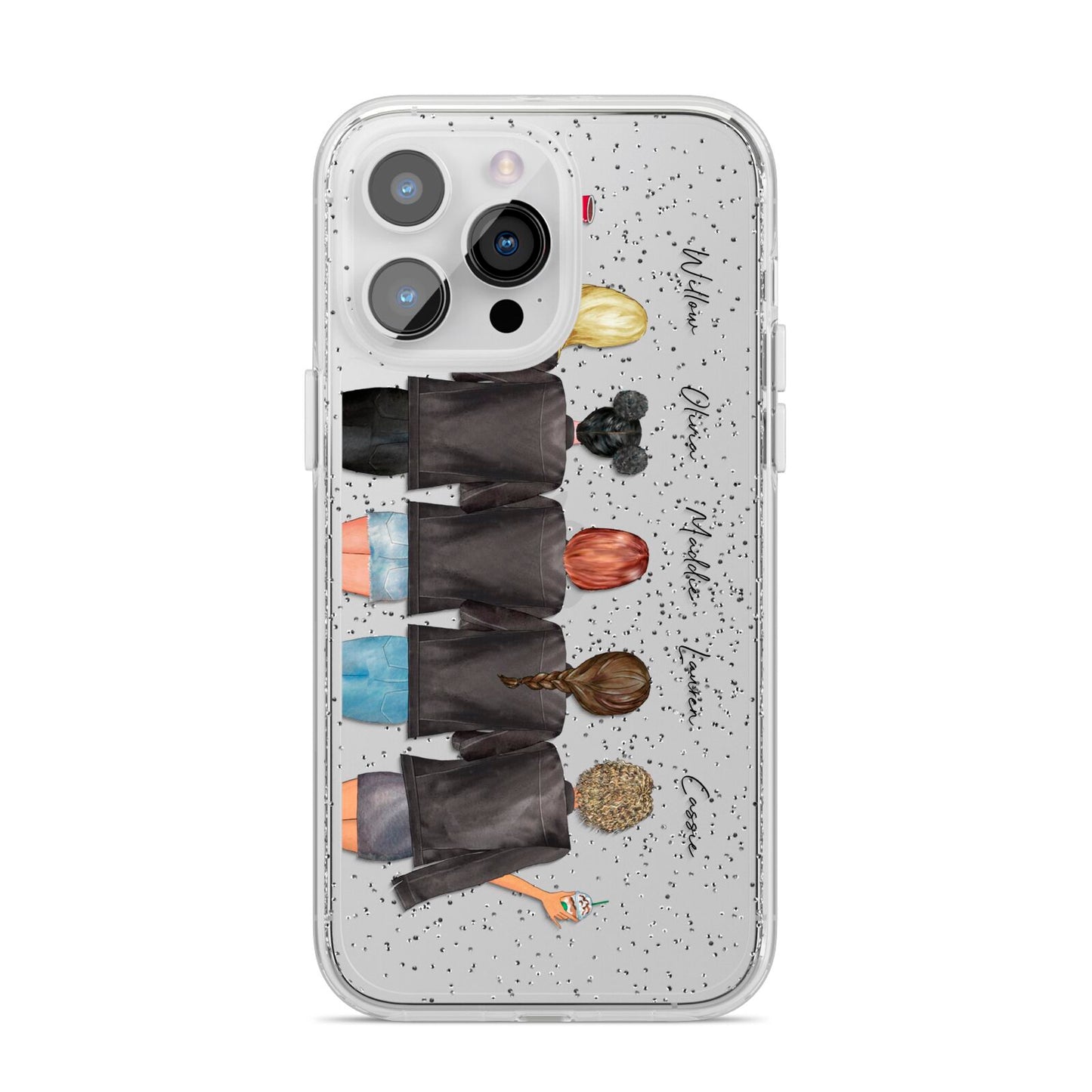 5 Best Friends with Names iPhone 14 Pro Max Glitter Tough Case Silver
