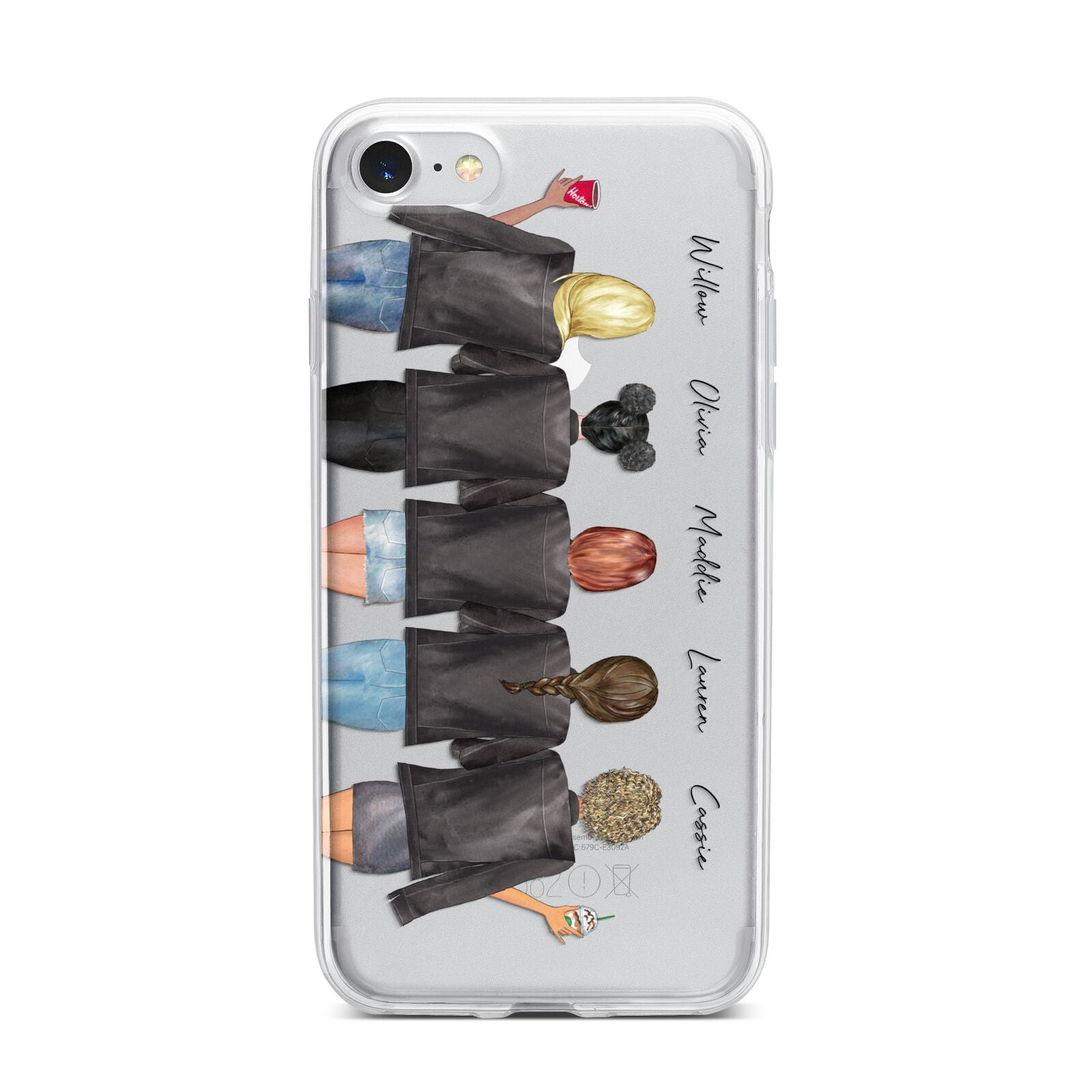 5 Best Friends with Names iPhone 7 Bumper Case on Silver iPhone