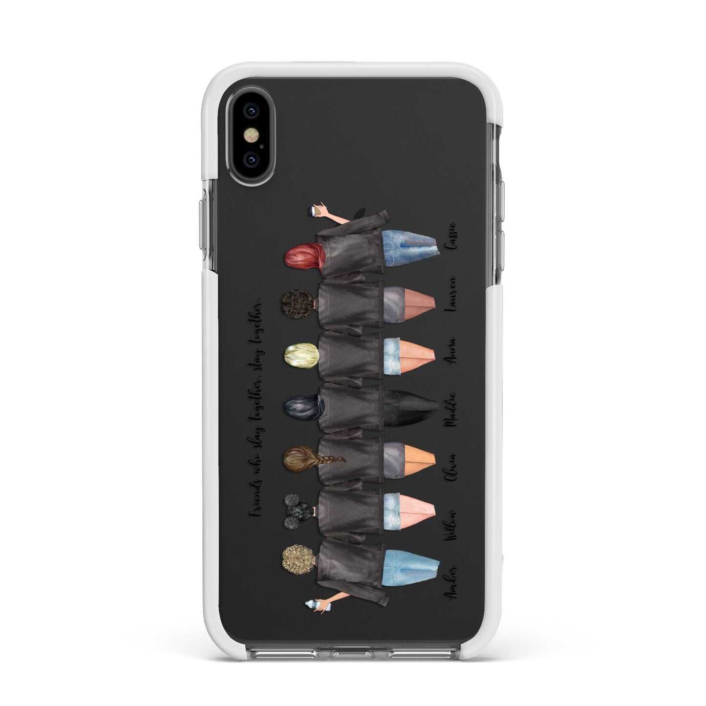 7 Best Friends with Names Apple iPhone Xs Max Impact Case White Edge on Black Phone