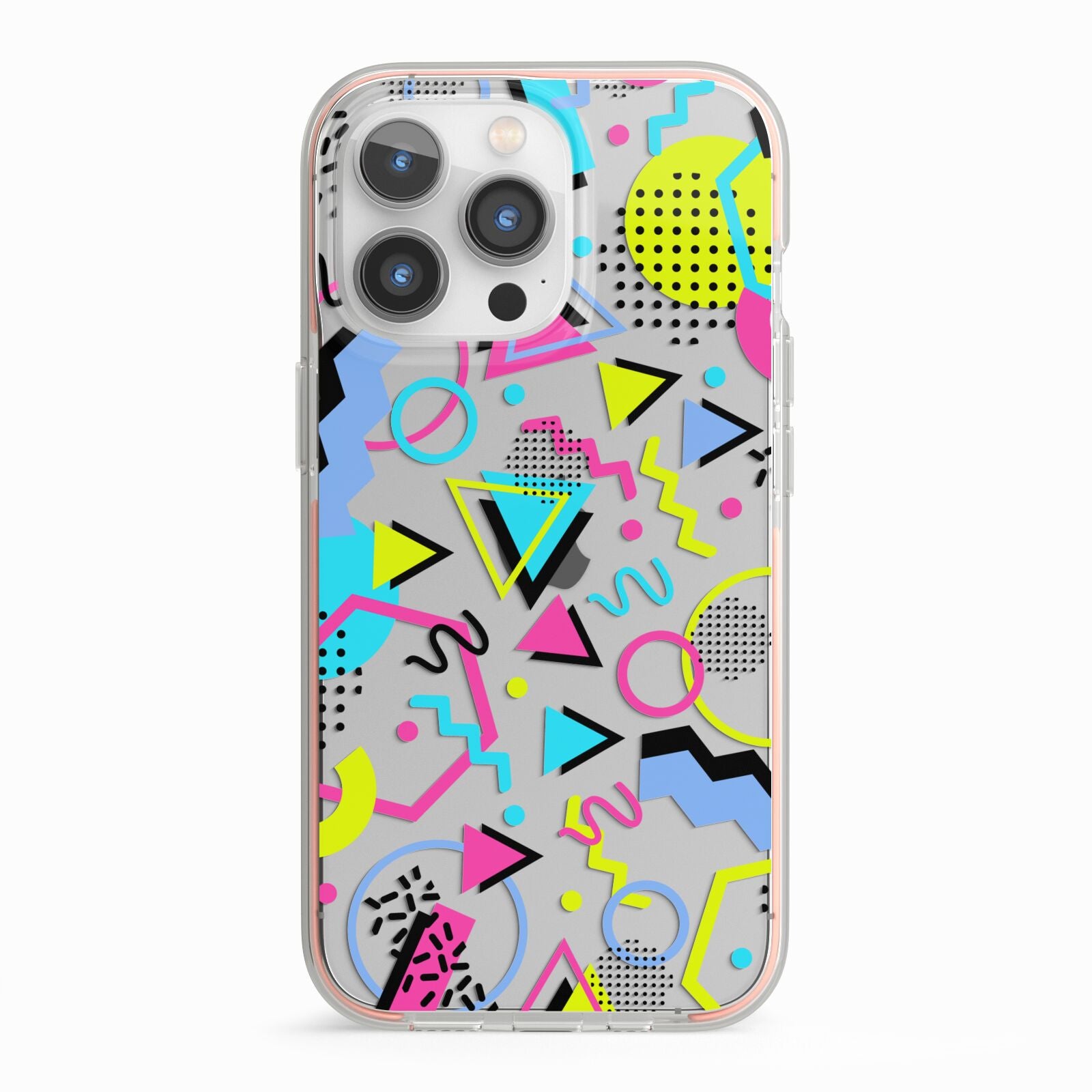 80s Retro iPhone 13 Pro TPU Impact Case with Pink Edges