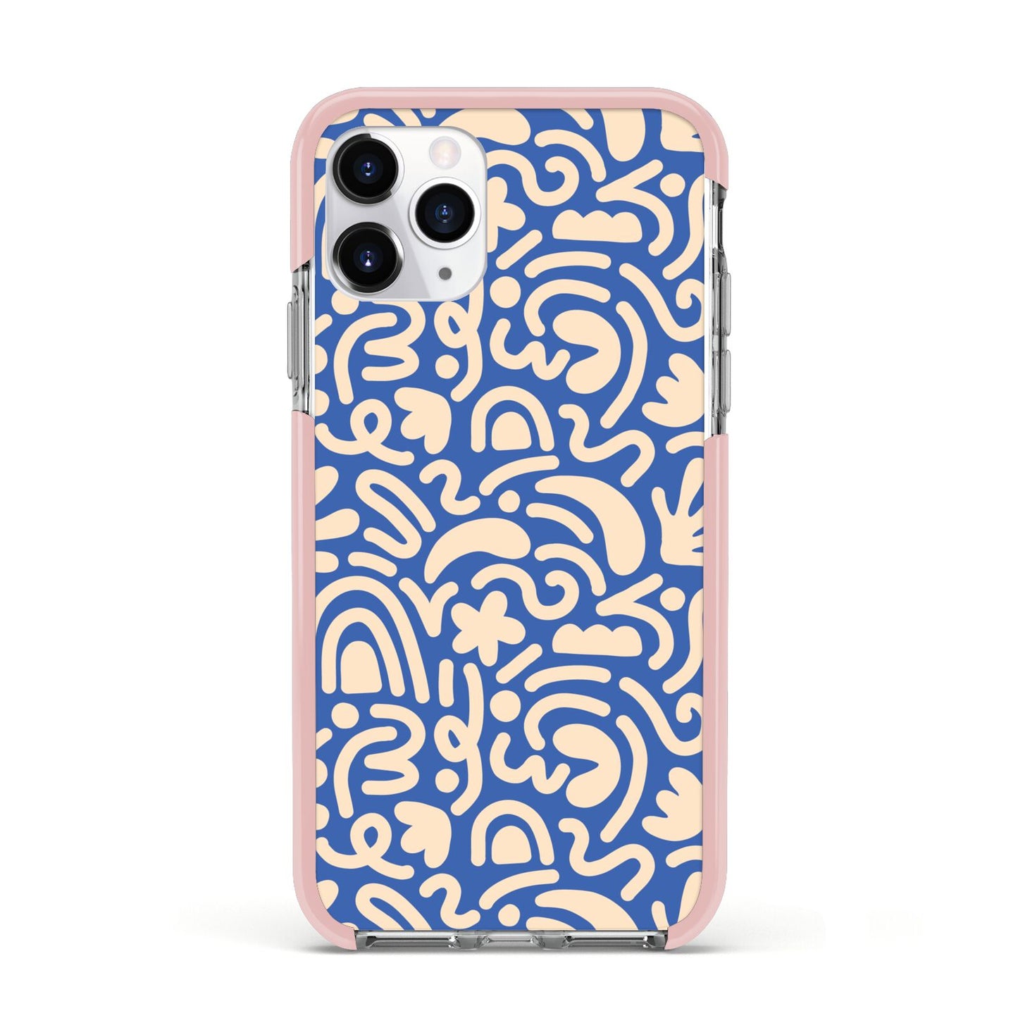 Abstract Apple iPhone 11 Pro in Silver with Pink Impact Case