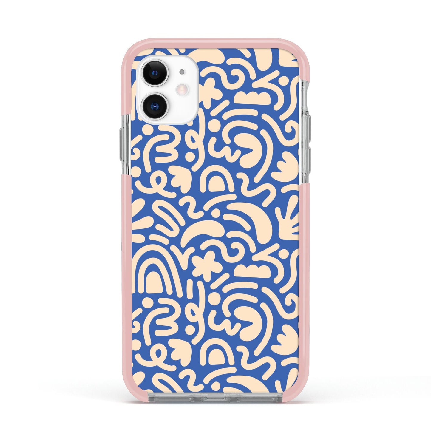 Abstract Apple iPhone 11 in White with Pink Impact Case