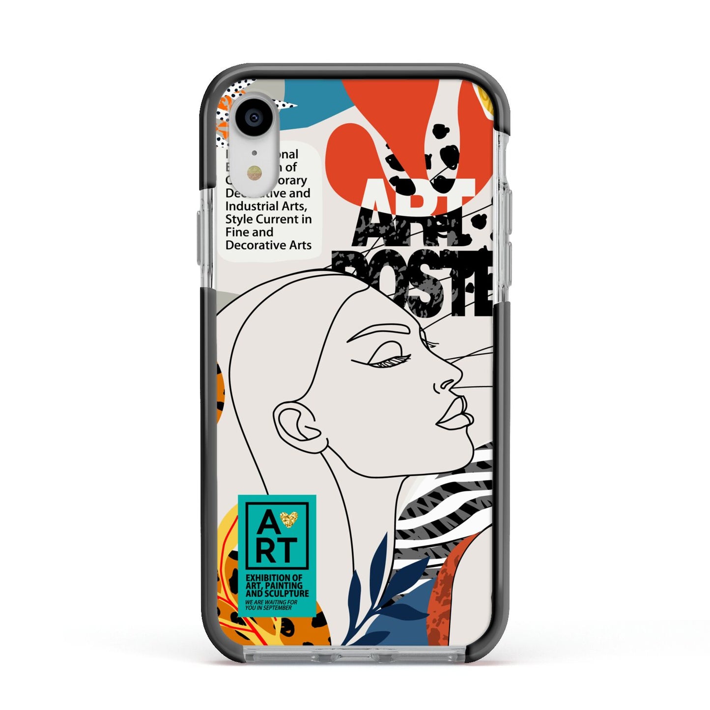 Abstract Art Poster Apple iPhone XR Impact Case Black Edge on Silver Phone