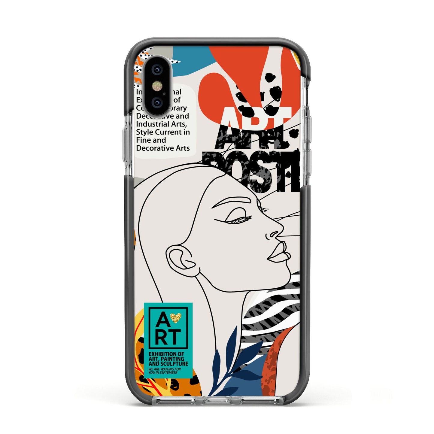 Abstract Art Poster Apple iPhone Xs Impact Case Black Edge on Silver Phone