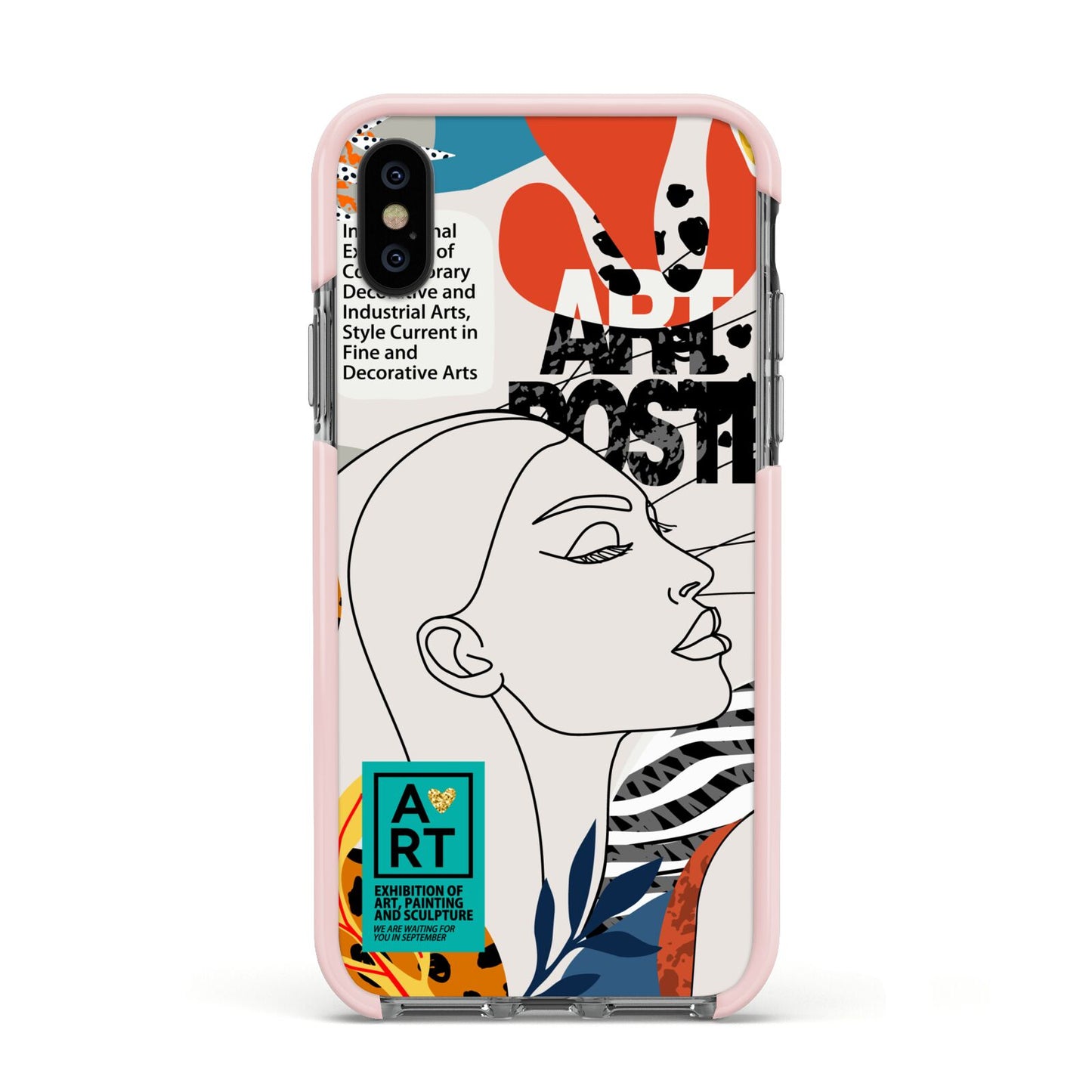 Abstract Art Poster Apple iPhone Xs Impact Case Pink Edge on Black Phone