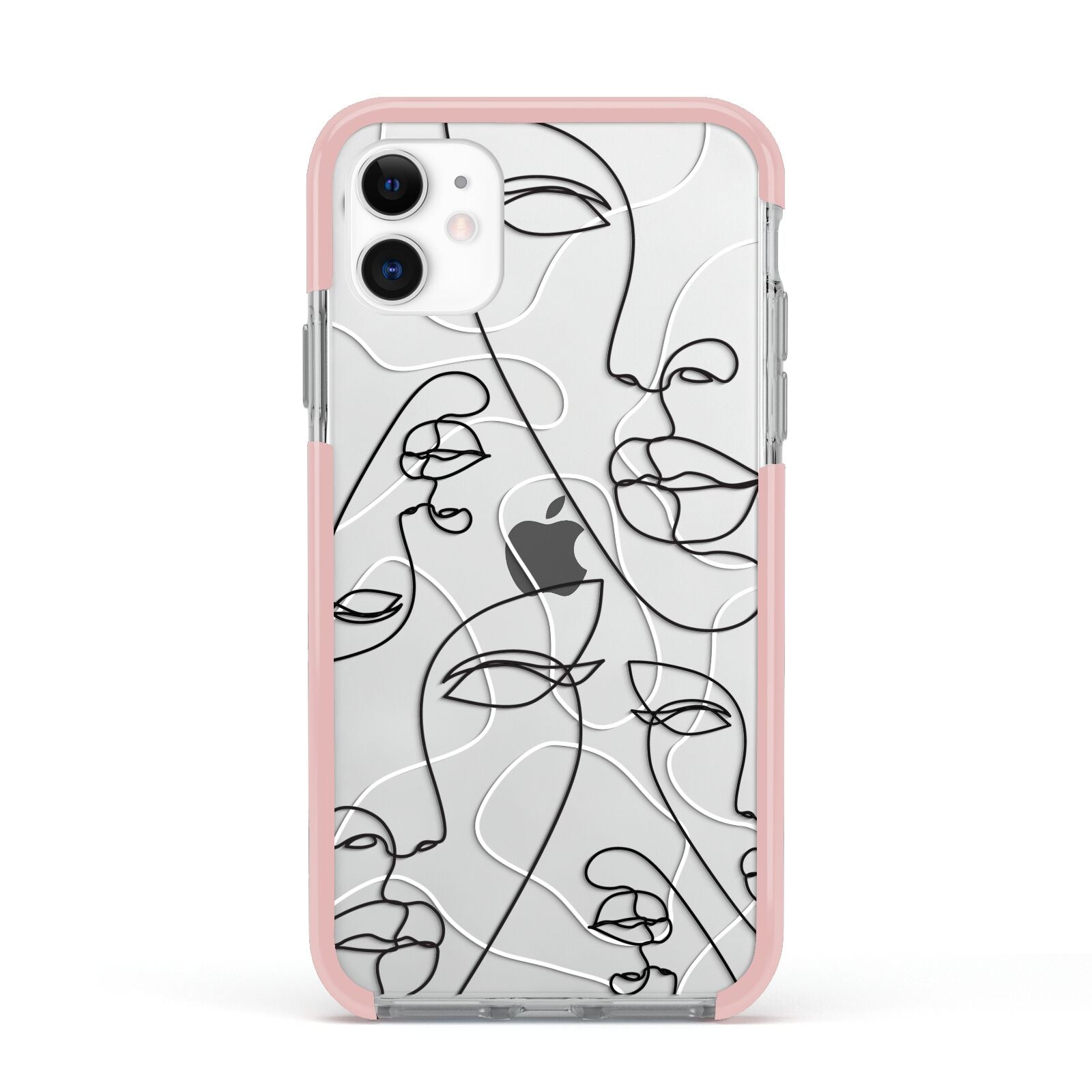 Abstract Face Apple iPhone 11 in White with Pink Impact Case