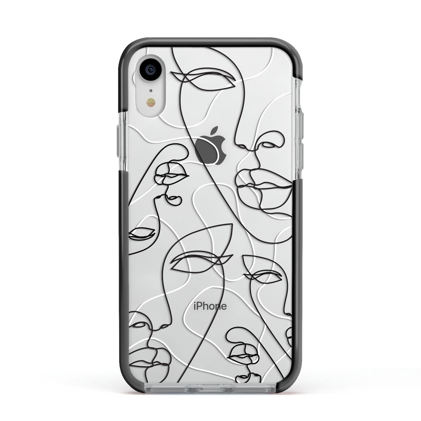 Abstract Face Apple iPhone XR Impact Case Black Edge on Silver Phone