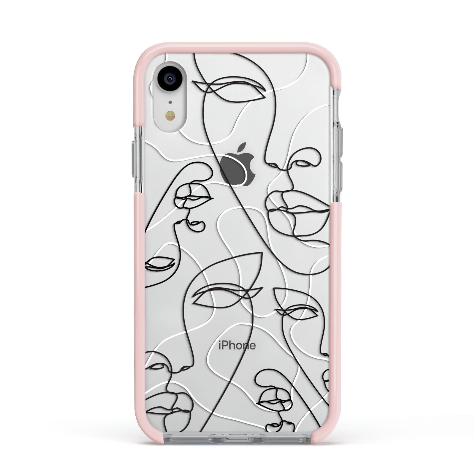 Abstract Face Apple iPhone XR Impact Case Pink Edge on Silver Phone