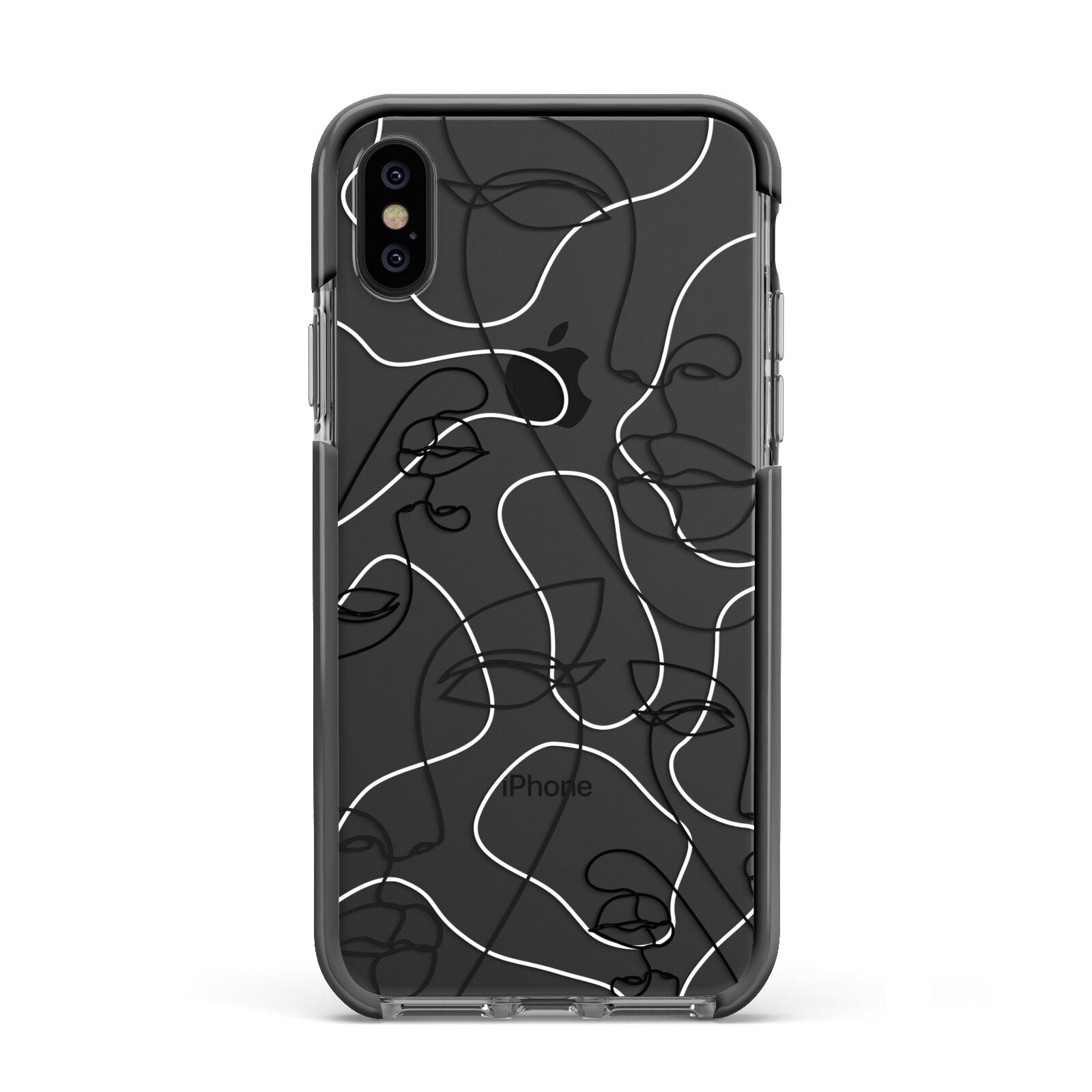 Abstract Face Apple iPhone Xs Impact Case Black Edge on Black Phone