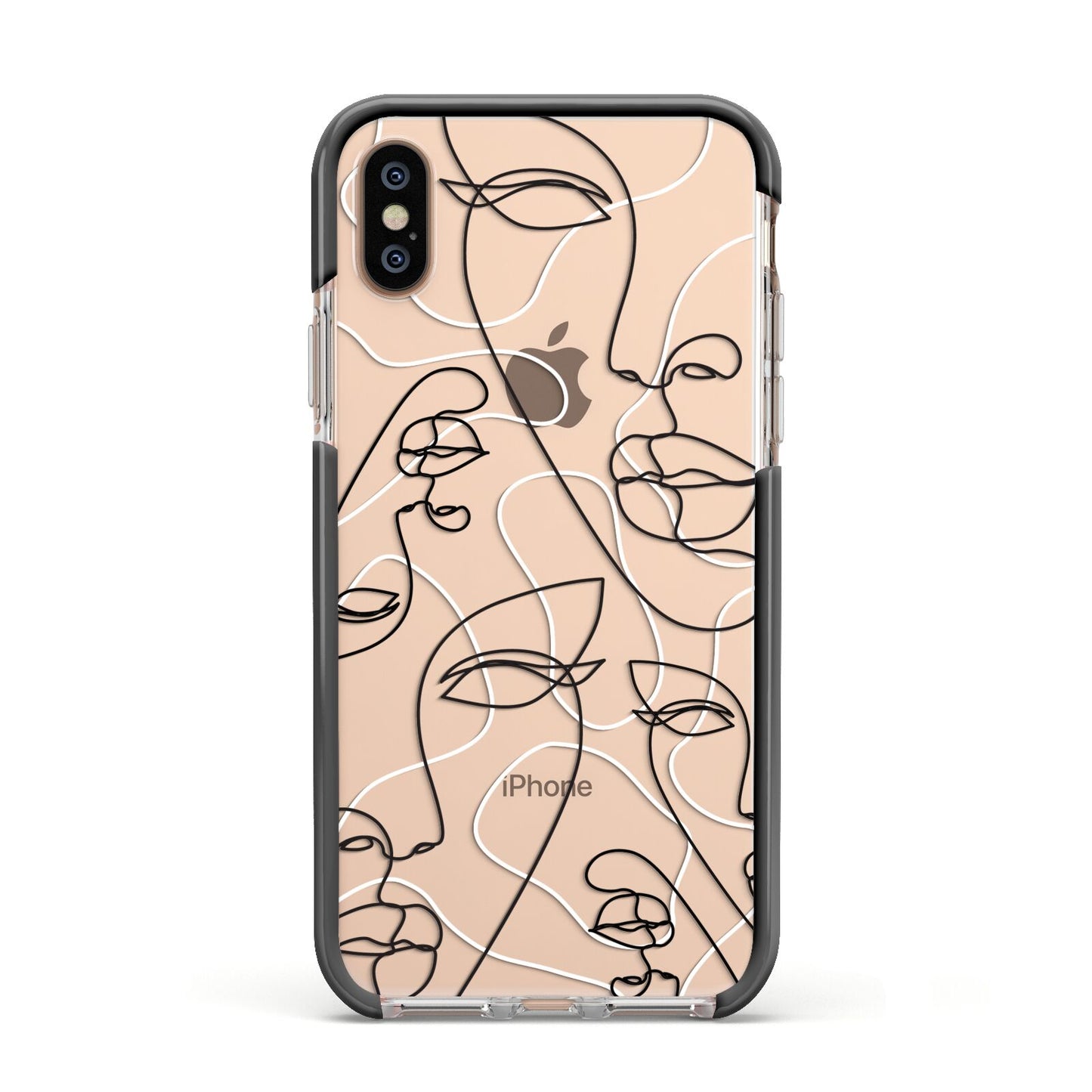 Abstract Face Apple iPhone Xs Impact Case Black Edge on Gold Phone
