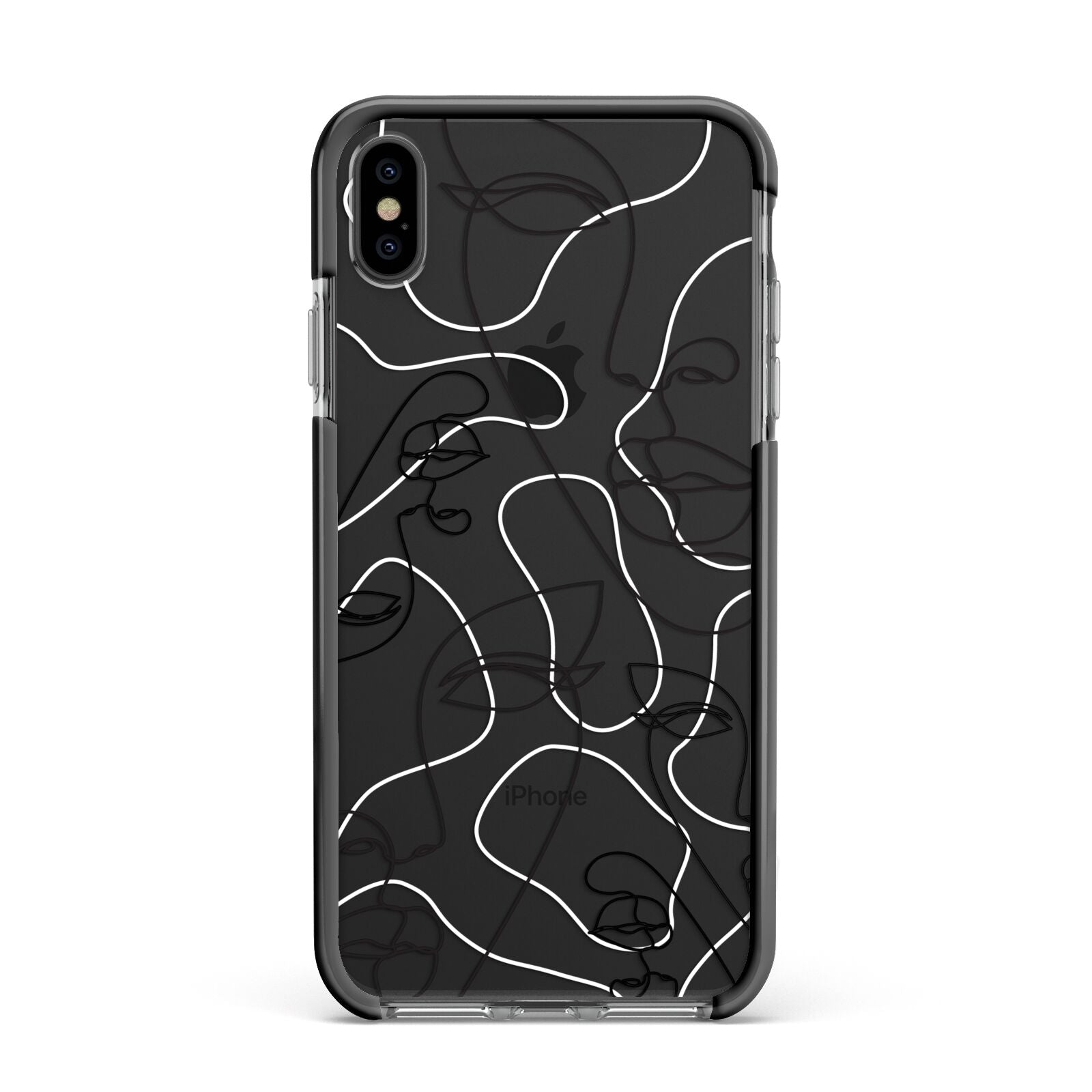 Abstract Face Apple iPhone Xs Max Impact Case Black Edge on Black Phone