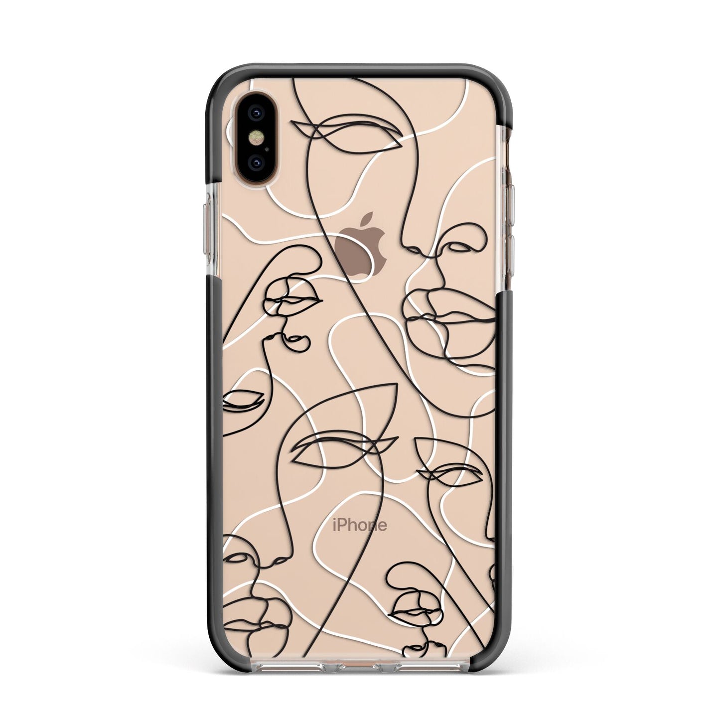 Abstract Face Apple iPhone Xs Max Impact Case Black Edge on Gold Phone