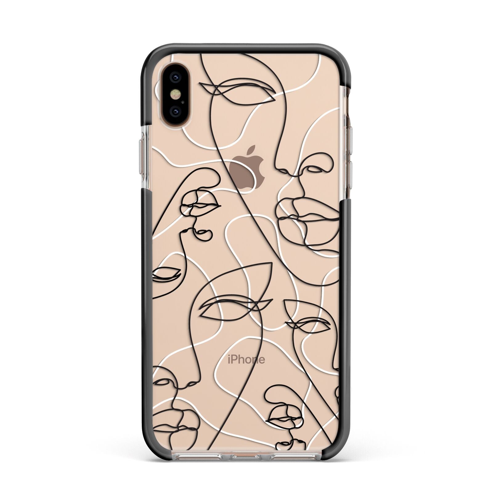 Abstract Face Apple iPhone Xs Max Impact Case Black Edge on Gold Phone