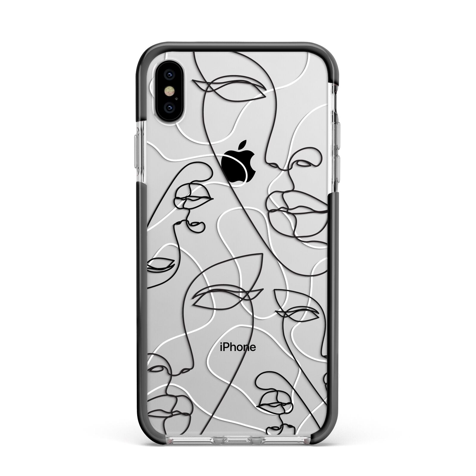Abstract Face Apple iPhone Xs Max Impact Case Black Edge on Silver Phone