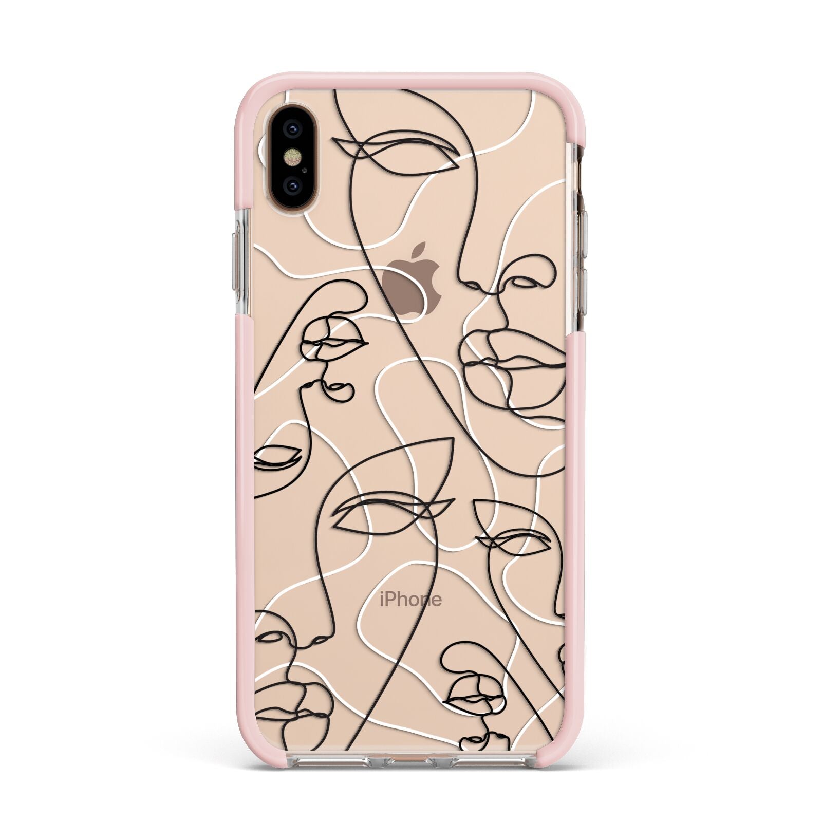 Abstract Face Apple iPhone Xs Max Impact Case Pink Edge on Gold Phone