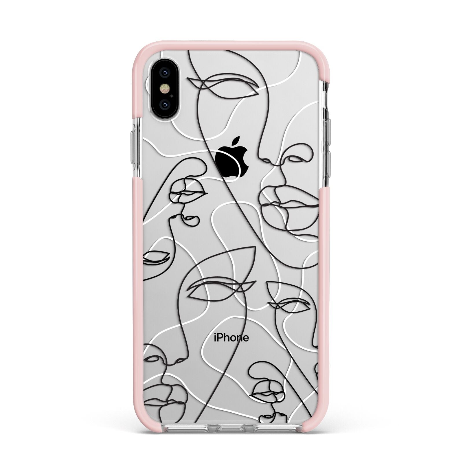 Abstract Face Apple iPhone Xs Max Impact Case Pink Edge on Silver Phone