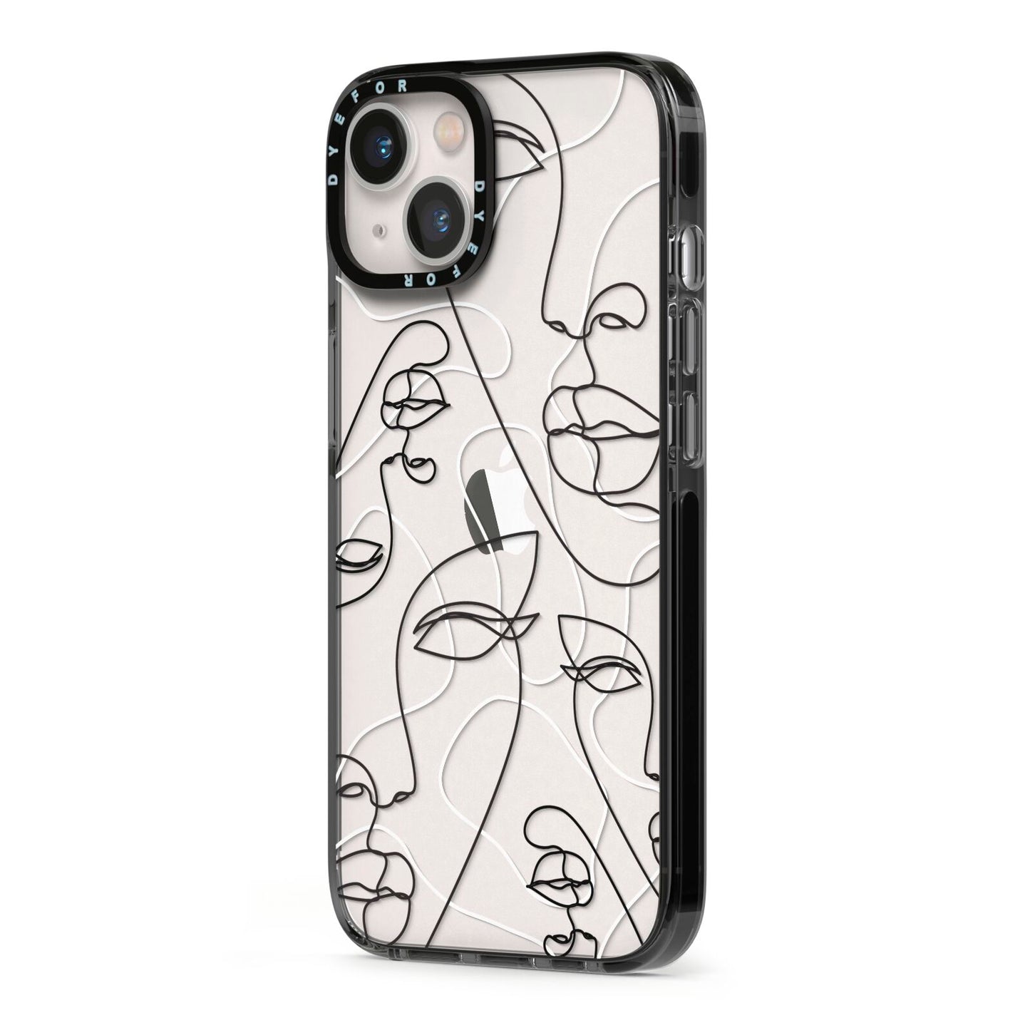 Abstract Face iPhone 13 Black Impact Case Side Angle on Silver phone