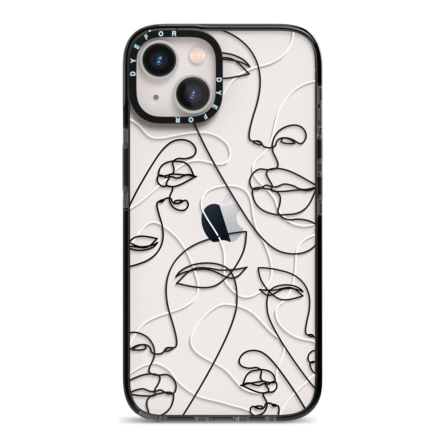 Abstract Face iPhone 13 Black Impact Case on Silver phone