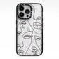 Abstract Face iPhone 13 Pro Black Impact Case on Silver phone