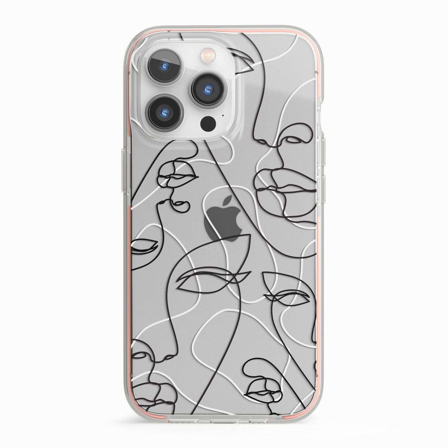 Abstract Face iPhone 13 Pro TPU Impact Case with Pink Edges