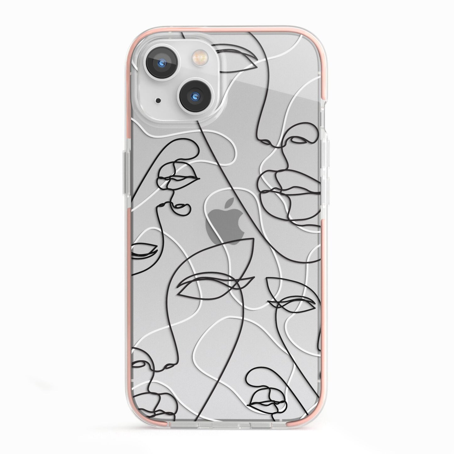 Abstract Face iPhone 13 TPU Impact Case with Pink Edges