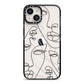 Abstract Face iPhone 14 Black Impact Case on Silver phone