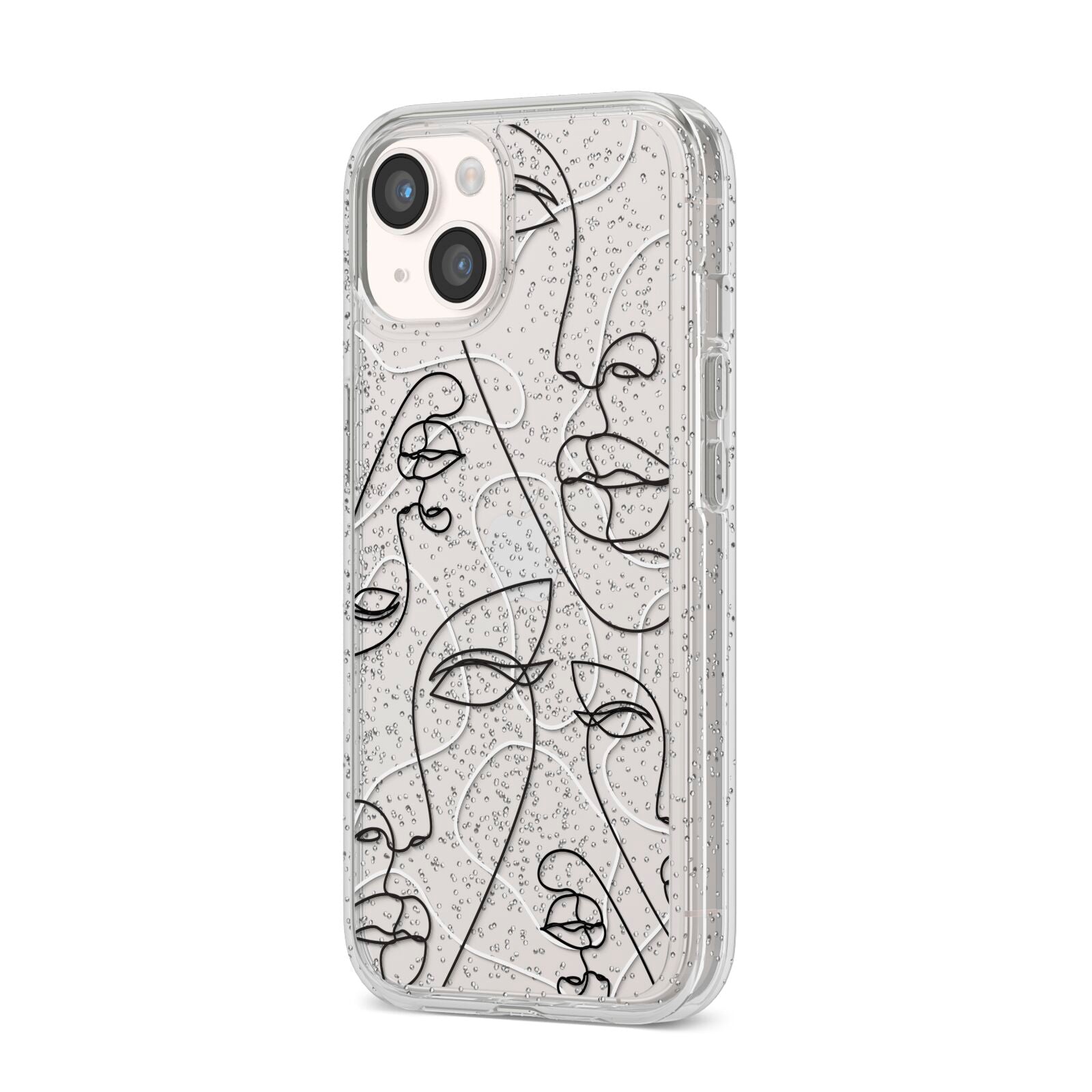 Abstract Face iPhone 14 Glitter Tough Case Starlight Angled Image
