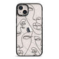 Abstract Face iPhone 14 Plus Black Impact Case on Silver phone