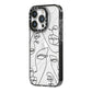 Abstract Face iPhone 14 Pro Black Impact Case Side Angle on Silver phone