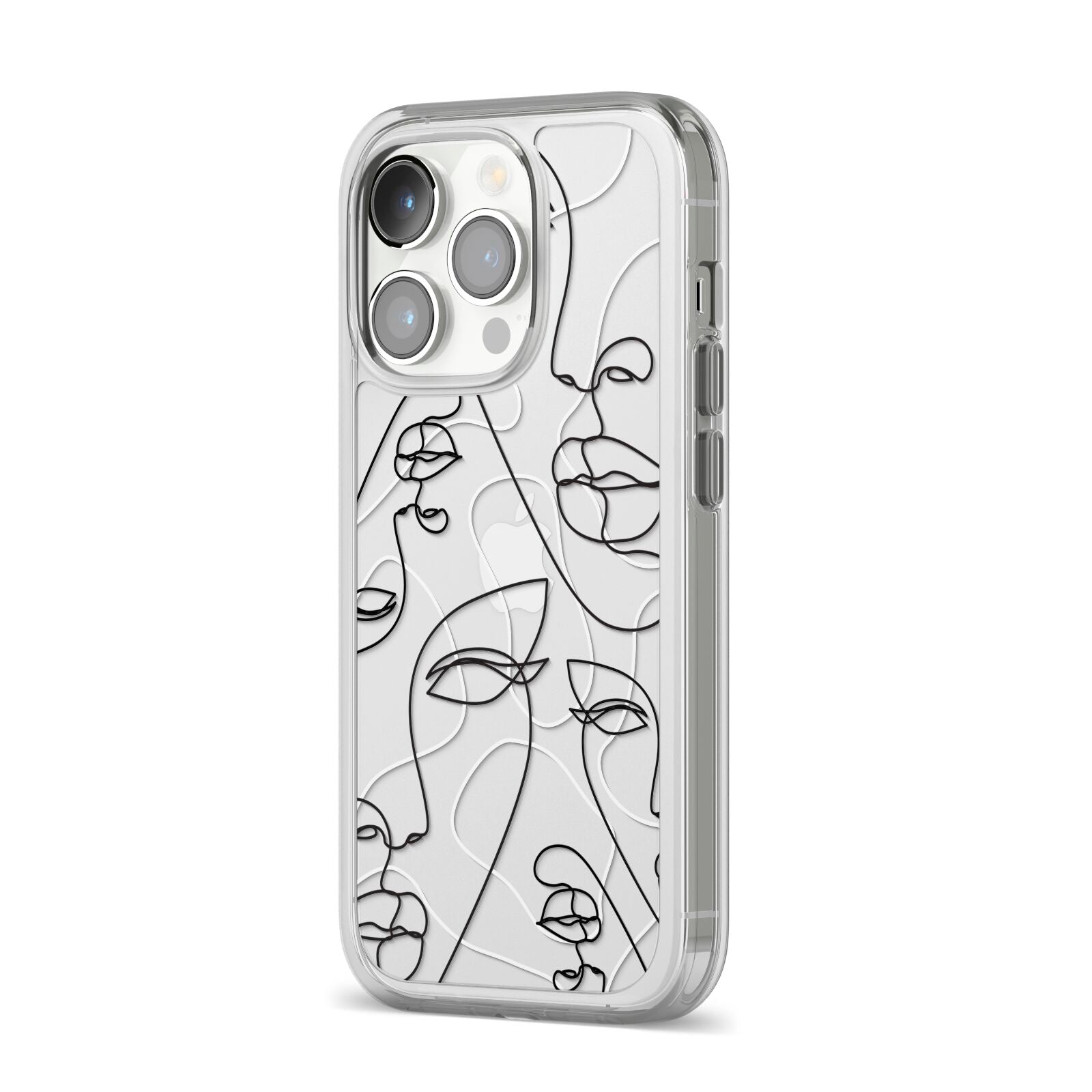 Abstract Face iPhone 14 Pro Clear Tough Case Silver Angled Image