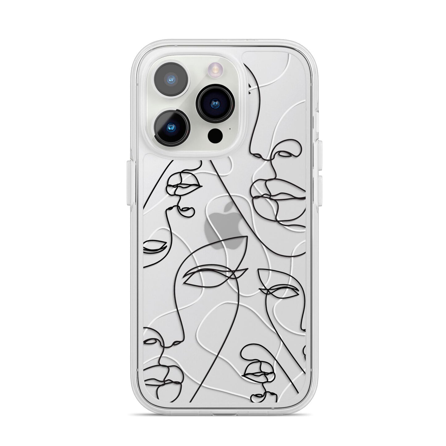 Abstract Face iPhone 14 Pro Clear Tough Case Silver