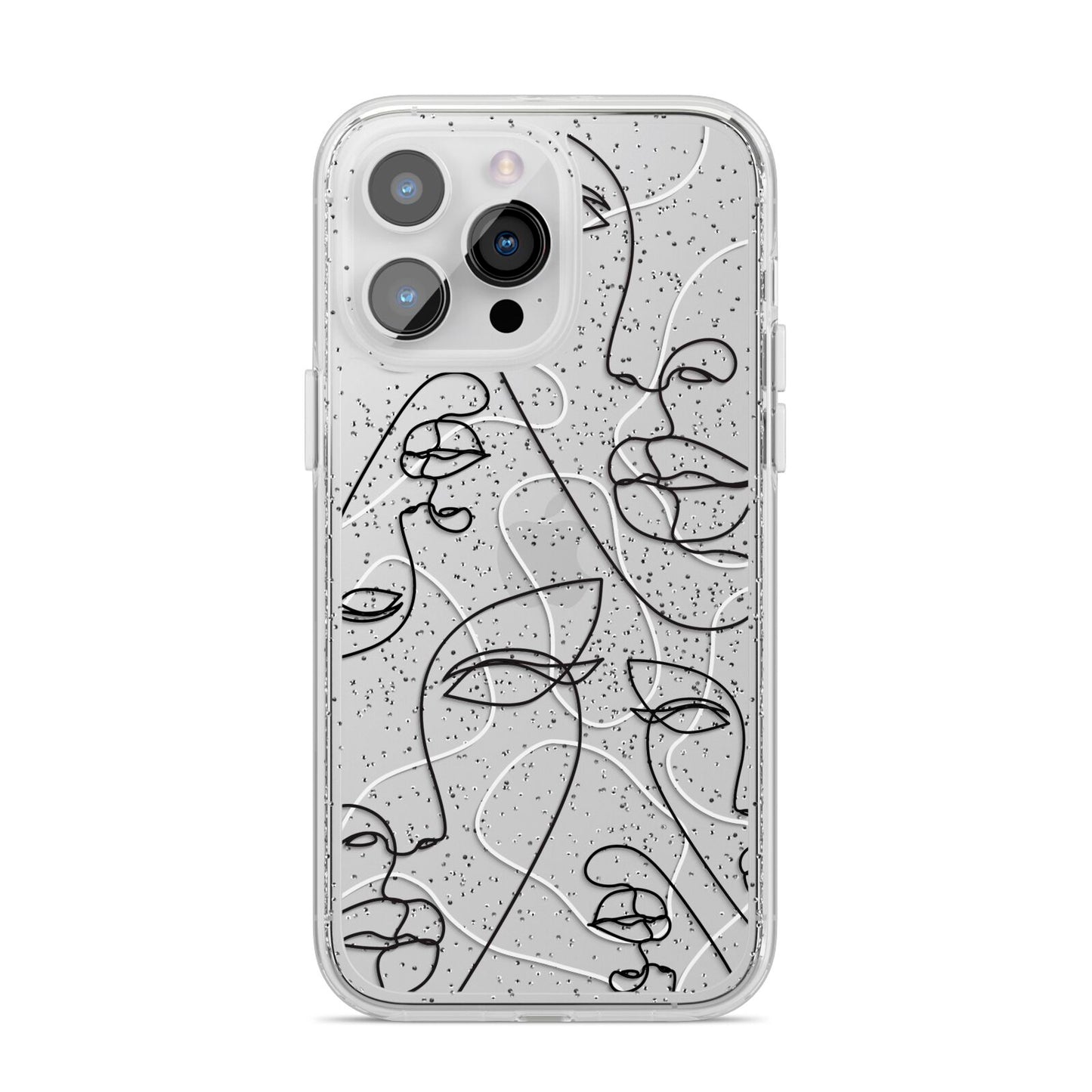 Abstract Face iPhone 14 Pro Max Glitter Tough Case Silver