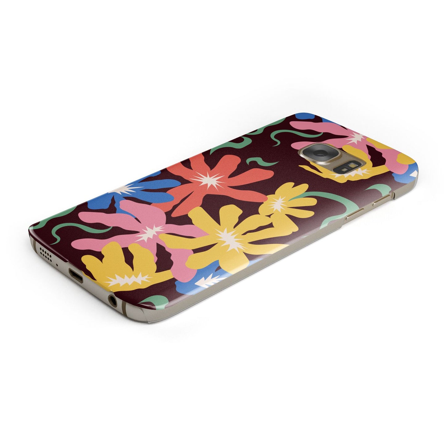 Abstract Flowers Protective Samsung Galaxy Case Angled Image