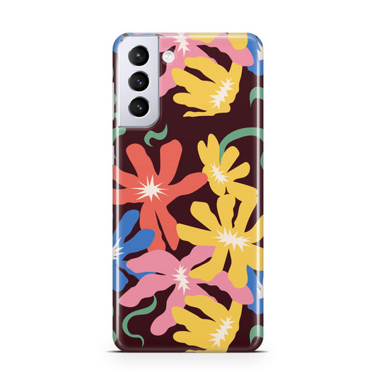 Abstract Flowers Samsung S21 Plus Phone Case