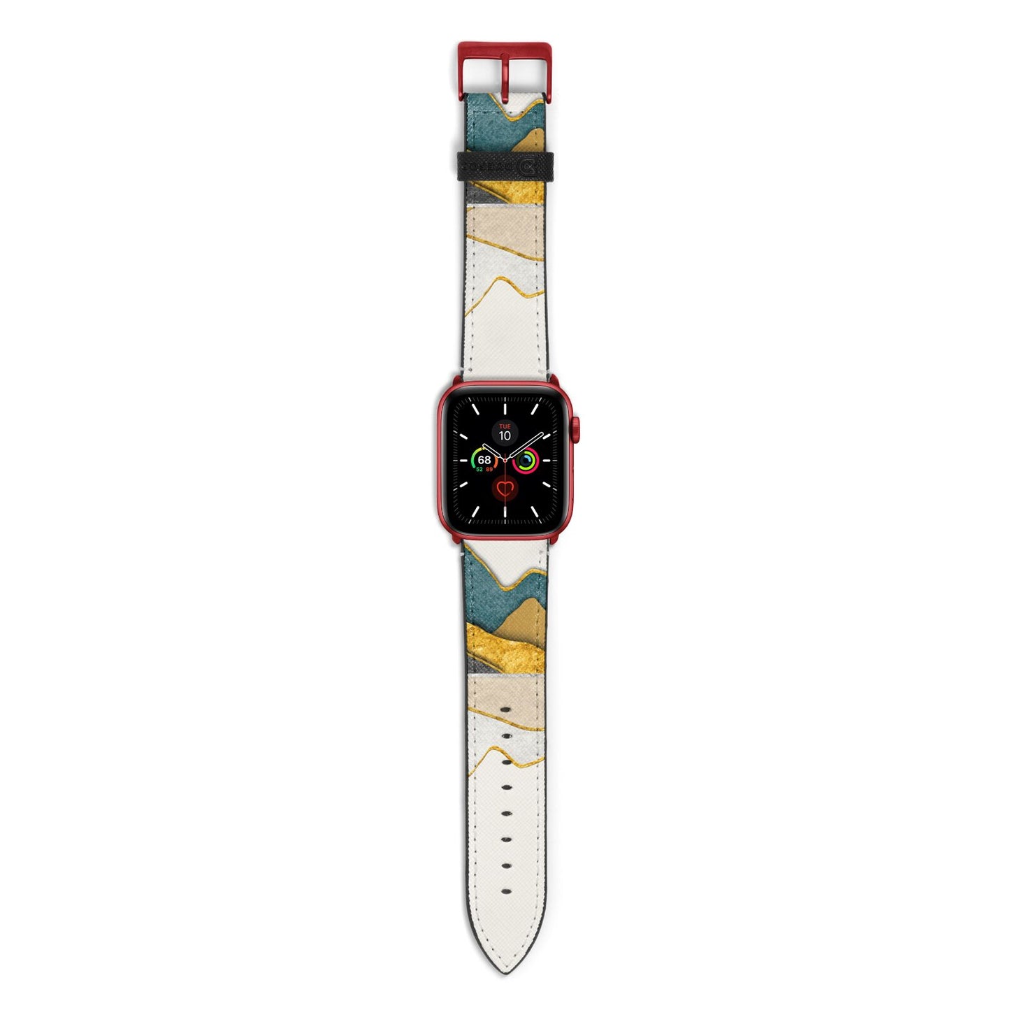 Abstract Mountain Apple Watch Strap with Red Hardware