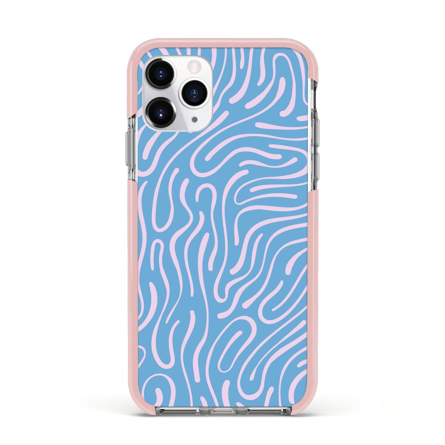 Abstract Ocean Pattern Apple iPhone 11 Pro in Silver with Pink Impact Case