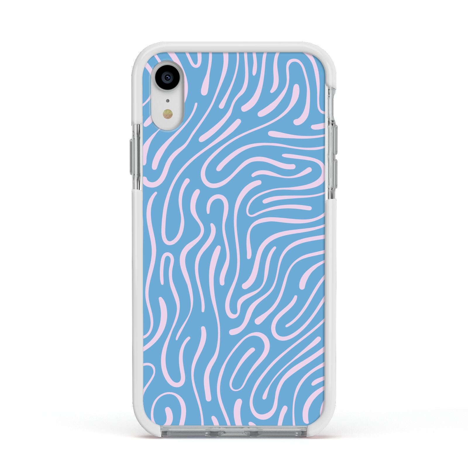 Abstract Ocean Pattern Apple iPhone XR Impact Case White Edge on Silver Phone