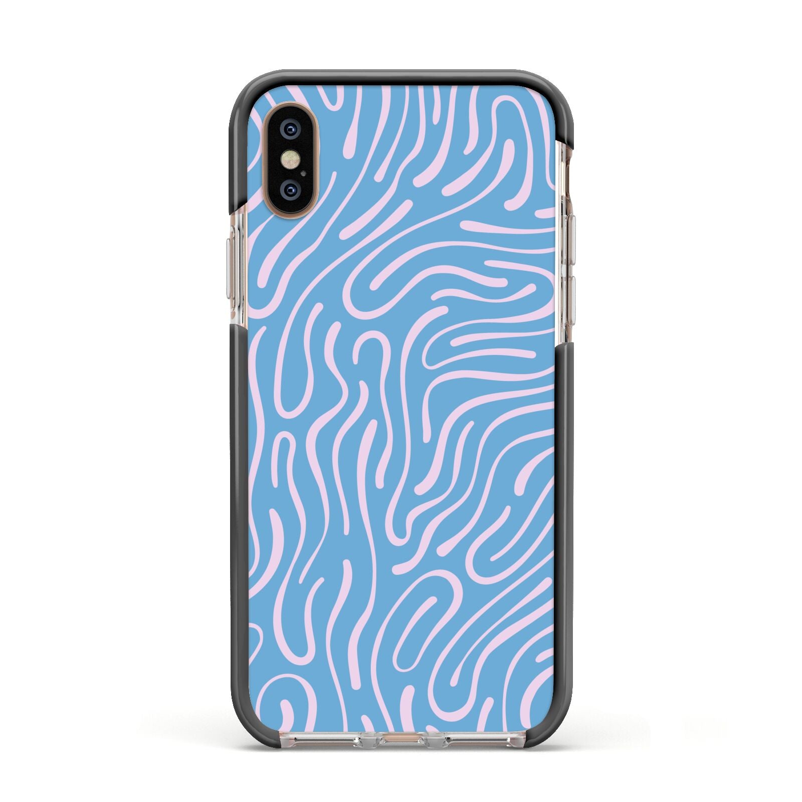 Abstract Ocean Pattern Apple iPhone Xs Impact Case Black Edge on Gold Phone