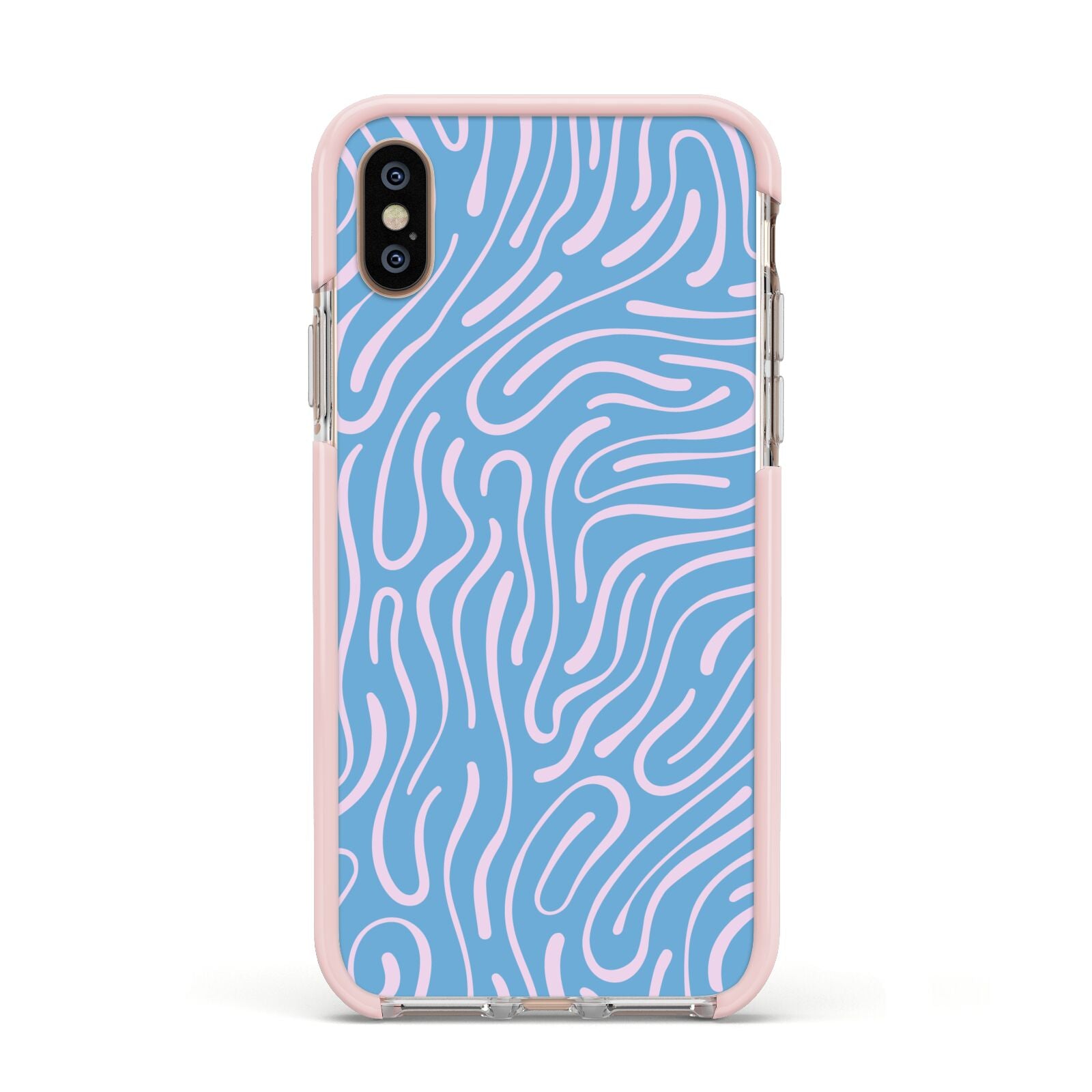Abstract Ocean Pattern Apple iPhone Xs Impact Case Pink Edge on Gold Phone