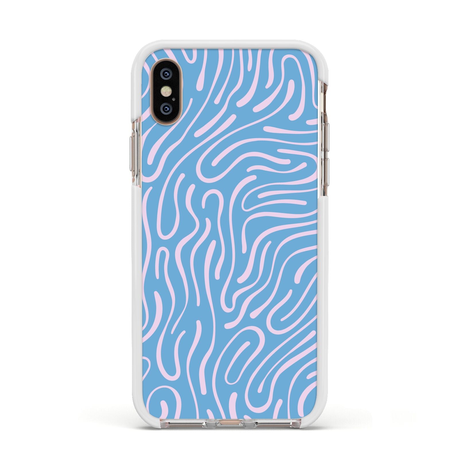 Abstract Ocean Pattern Apple iPhone Xs Impact Case White Edge on Gold Phone