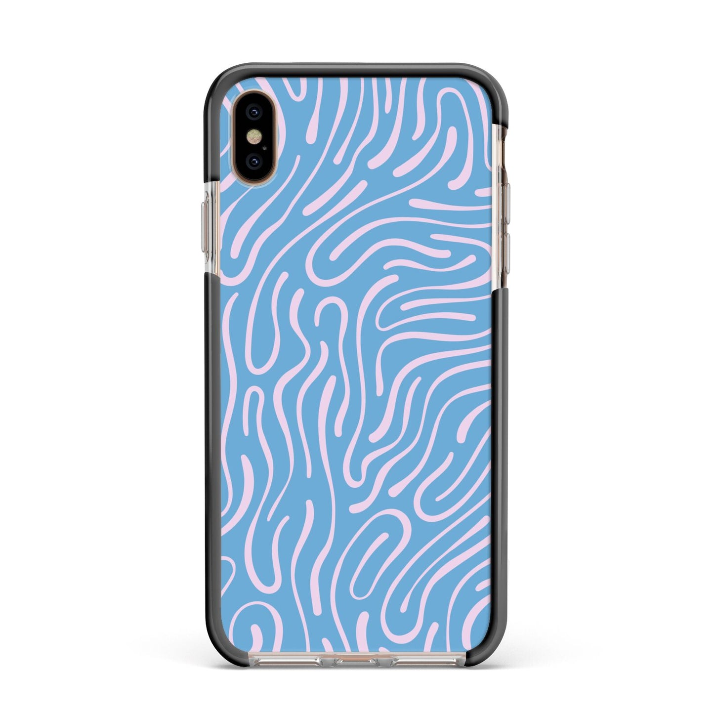 Abstract Ocean Pattern Apple iPhone Xs Max Impact Case Black Edge on Gold Phone