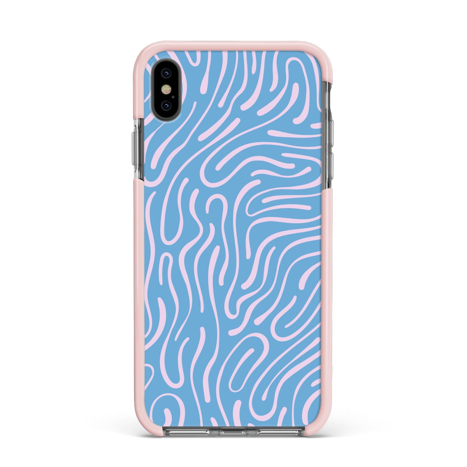 Abstract Ocean Pattern Apple iPhone Xs Max Impact Case Pink Edge on Black Phone
