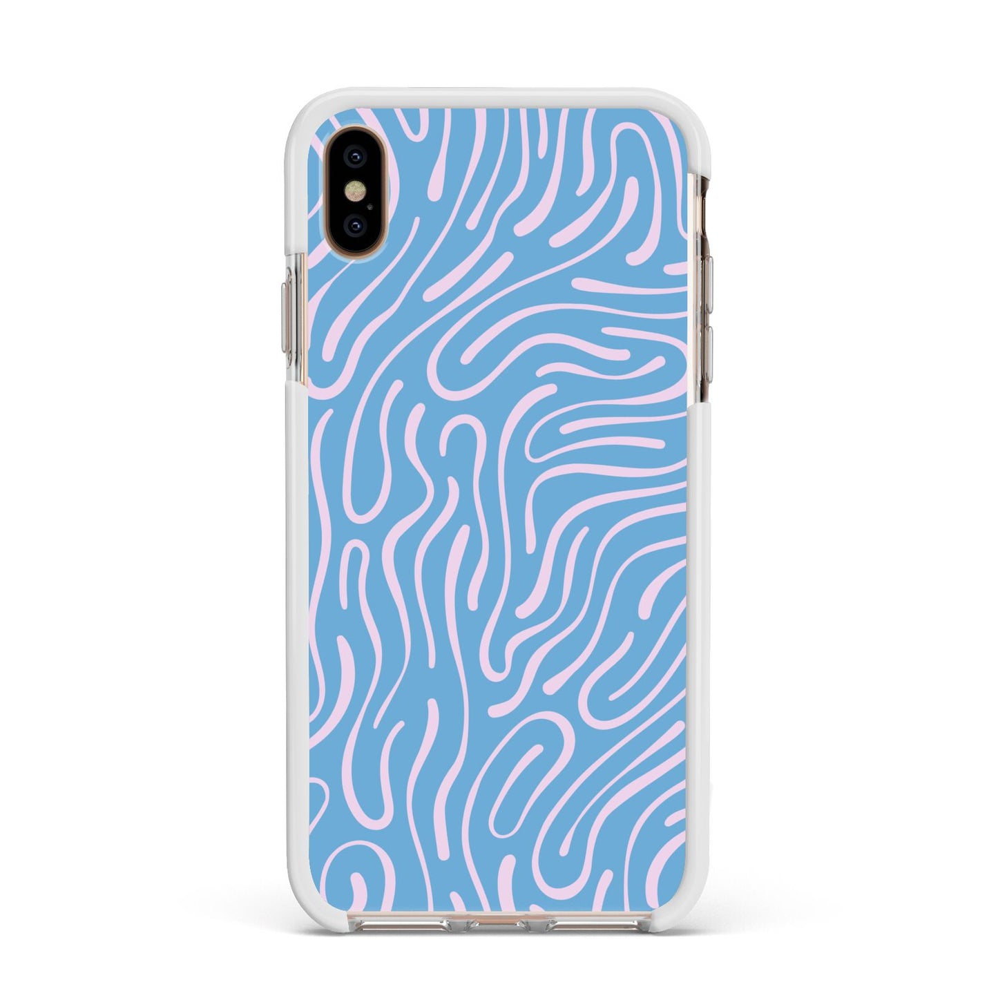 Abstract Ocean Pattern Apple iPhone Xs Max Impact Case White Edge on Gold Phone