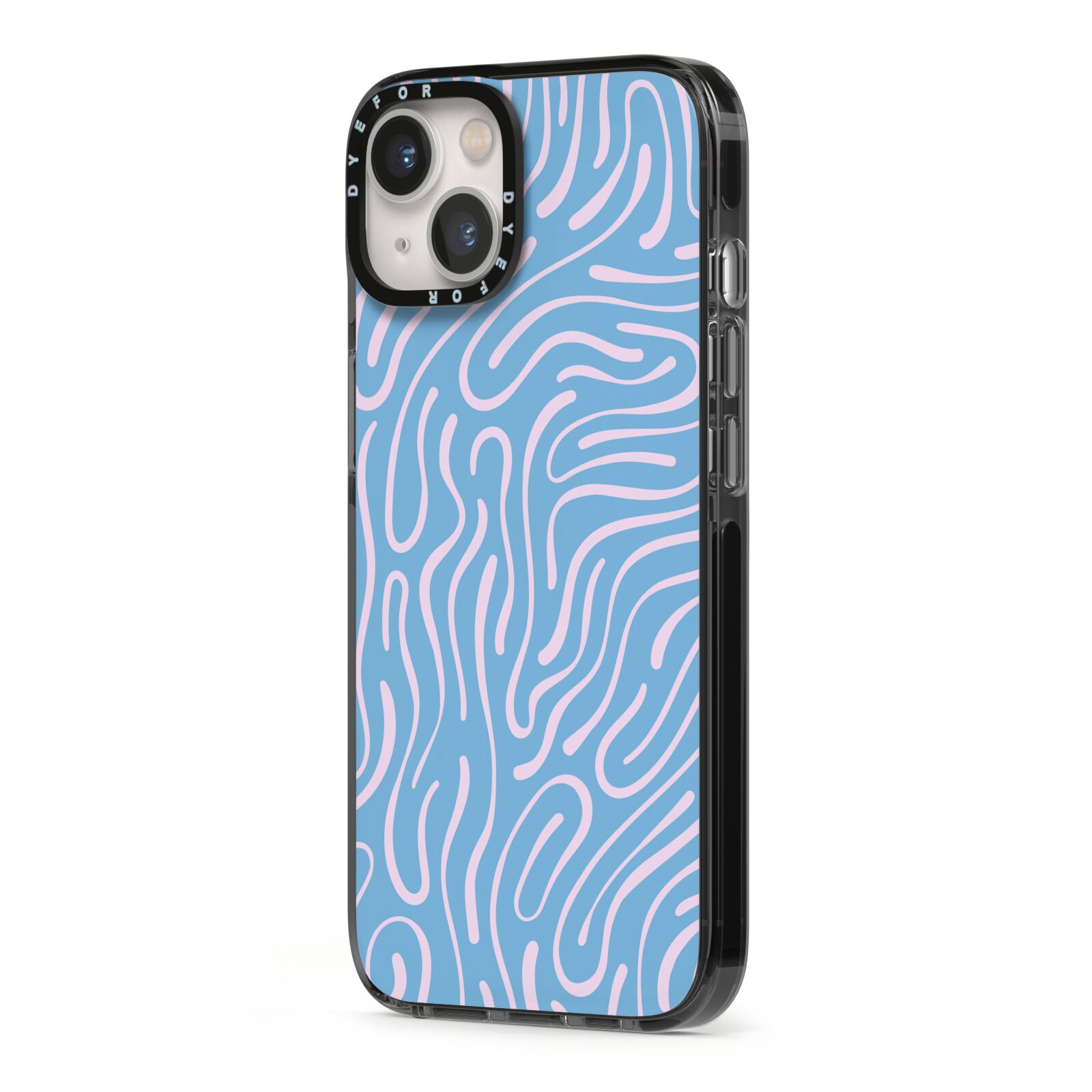 Abstract Ocean Pattern iPhone 13 Black Impact Case Side Angle on Silver phone