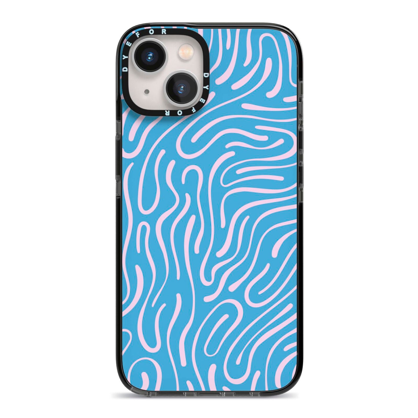 Abstract Ocean Pattern iPhone 13 Black Impact Case on Silver phone