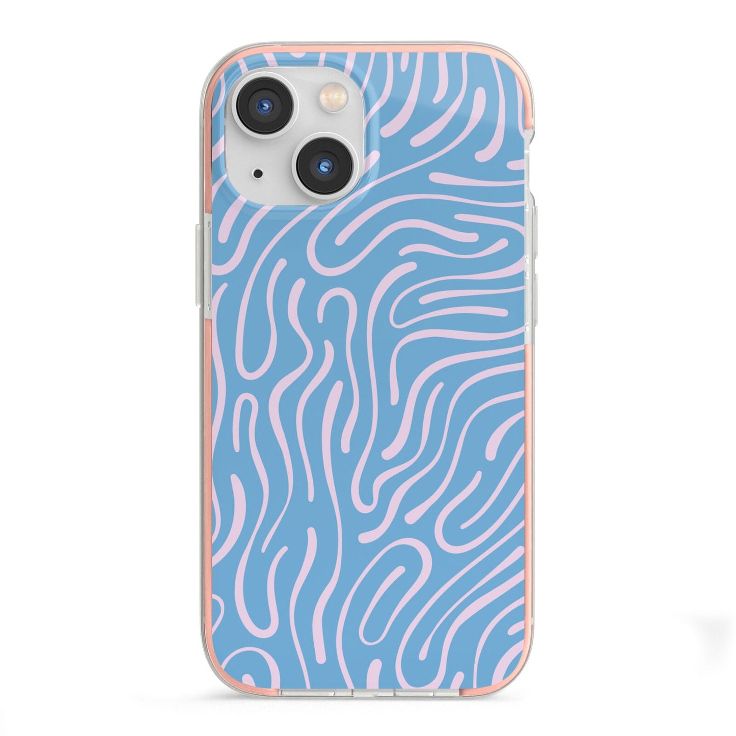 Abstract Ocean Pattern iPhone 13 Mini TPU Impact Case with Pink Edges