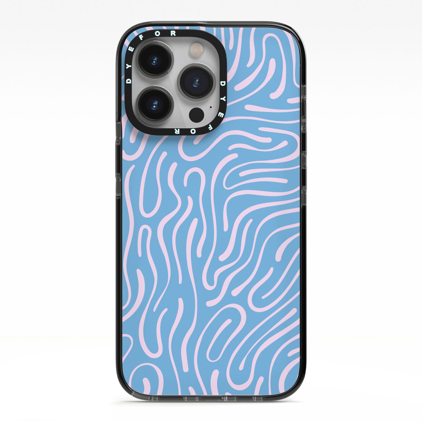 Abstract Ocean Pattern iPhone 13 Pro Black Impact Case on Silver phone